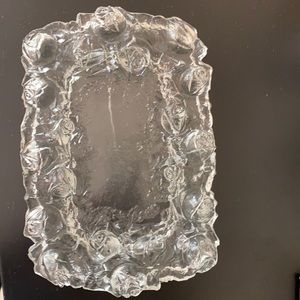 Vintage Glass rose petal butter dish